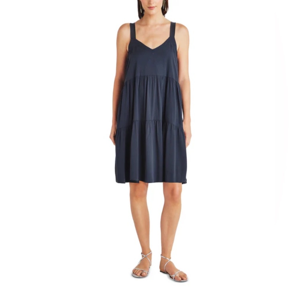 SPLENDID Napa Tiered Dress L 20.5” p2p Navy $158 Retail NWT